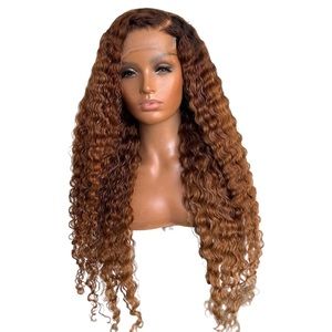 26” Brown Deep Wave Human Hair Closure Wig